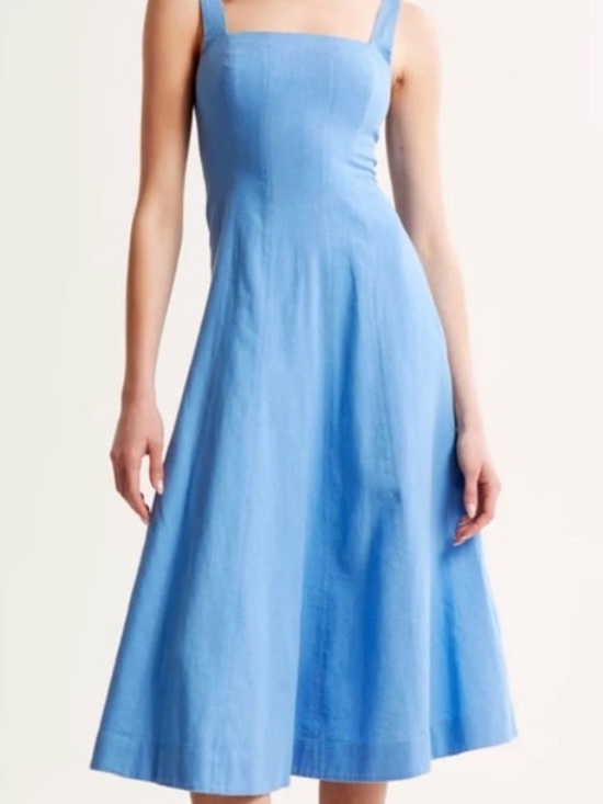 Abercrombie & Fitch Dresses & Skirts - Abercrombie & Fitch Mila Linen Blend Blue Midi Dress Size XXS